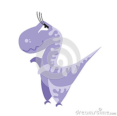 Cute dark blue dinosaur. Cartoon dino. Vector illustration. Vector Illustration